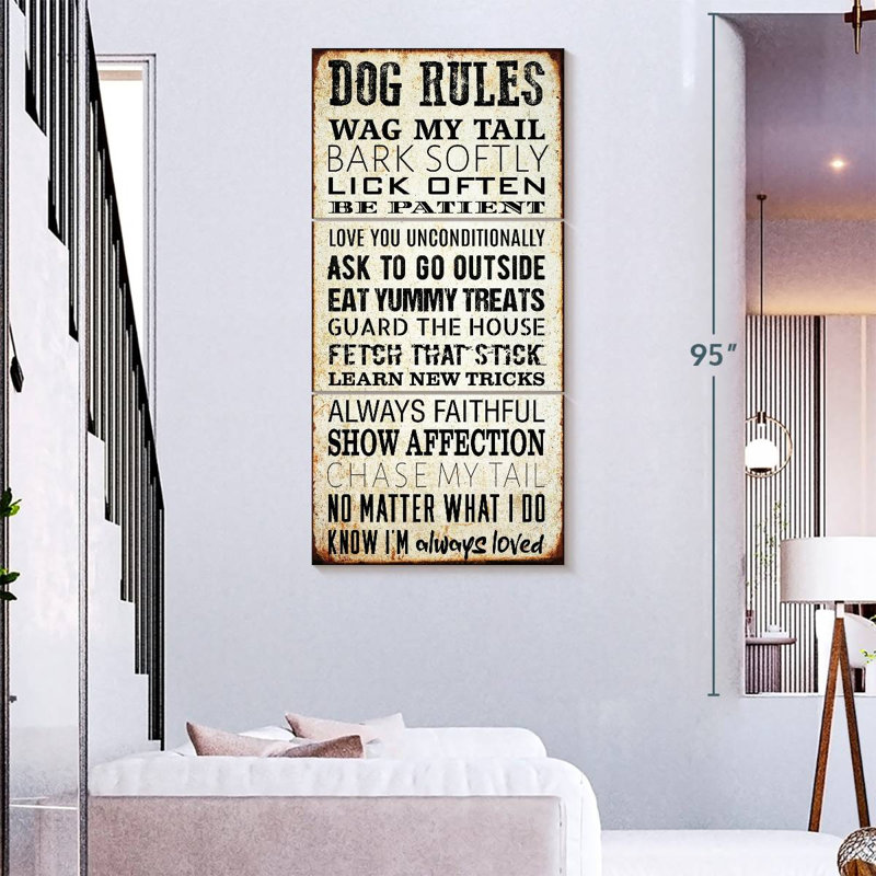 Règles du chien, H 75 po x l 36 po