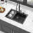 Quartz Kitchen Sink - 33X22" Black Granite Composite Drop In Kitchen Sink