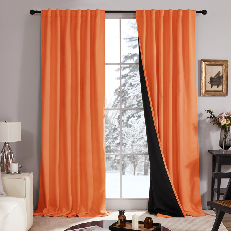 Paire de rideaux occultant en polyester Andrijana, Orange, L 52 po x L 108 po