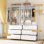 Armoire Sandrea à 2 portes avec miroir, garde-robe avec 3 tiroirs (lot de 2)-301627845