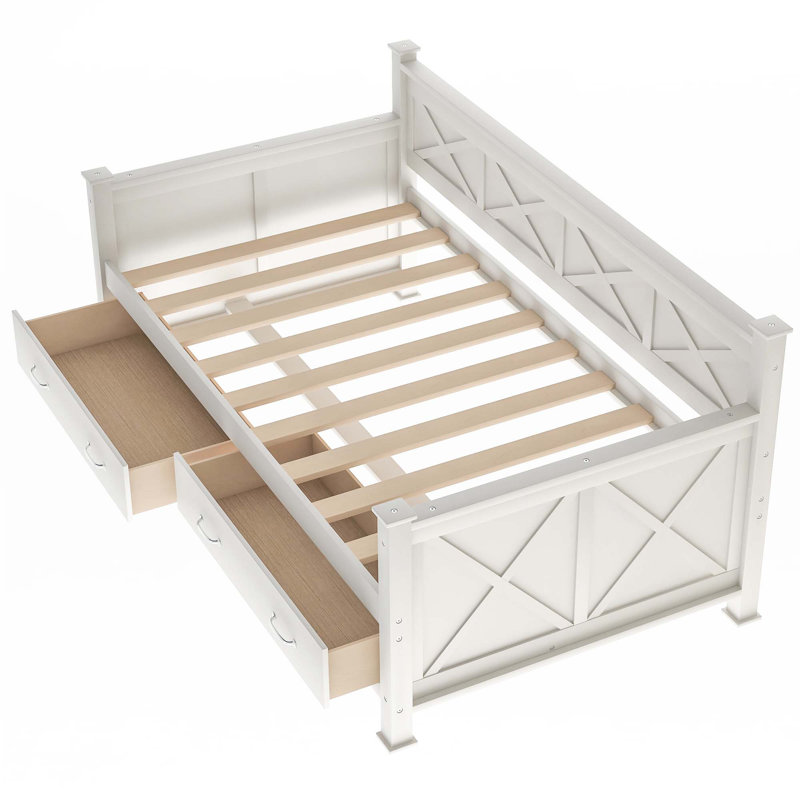 Twin  Size Wooden Modern And Rustic Casual Style Daybed, Cream White