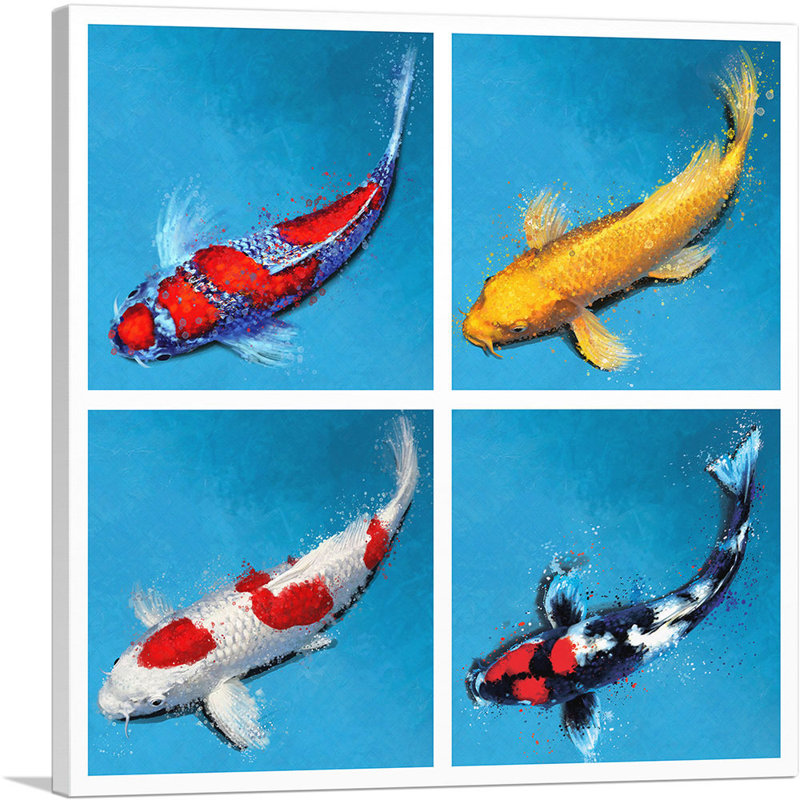 Hikarimoyo Hikarimuji Kinginrin Showa Koi Carp - impression sur toile tendue, H 36 po x l 36 po x P 0,75 po