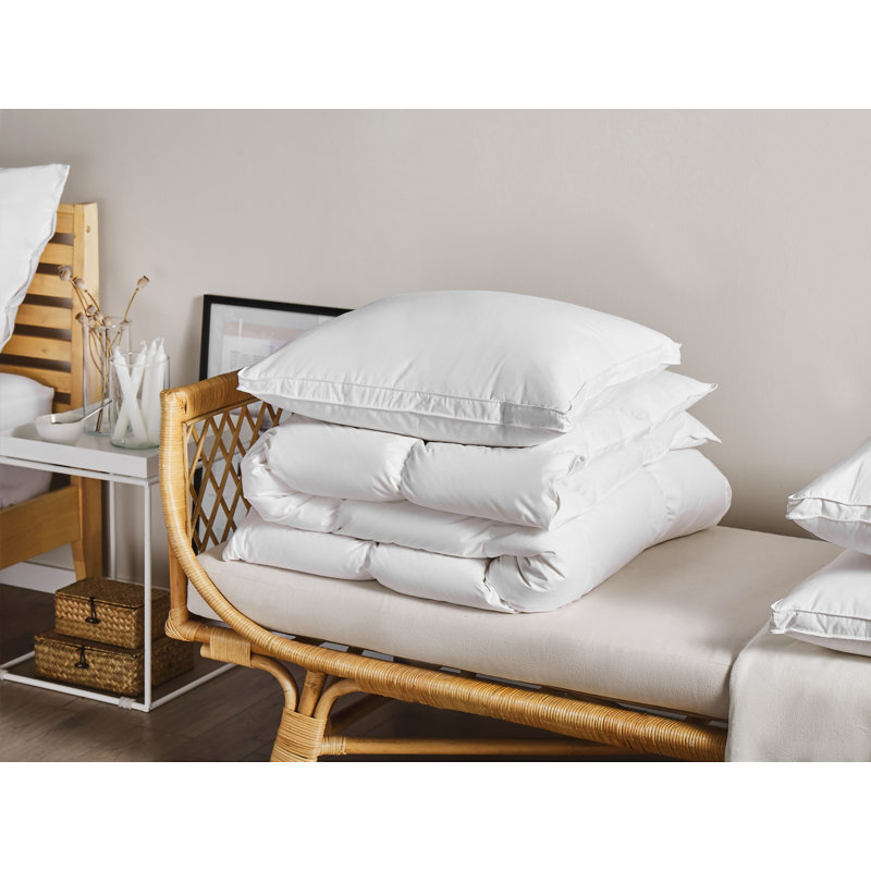 Scheinuk Set of 2 Cotton Bed Feather & Down Medium Support Pillow, 50cm H x 60cm W x 10cm D