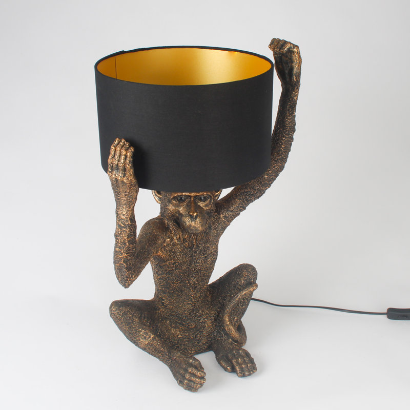 Monkey Holding Lampshade Resin Novelty Lamp