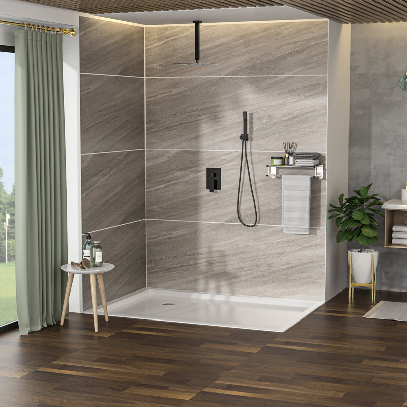 16 Inch Ceiling Mount Dual Shower Head In Oil Rubber Bronze, Rainfall Pattern, - Scald Valve, And Nozzle For Quick Cleaning Bronze Square With Balanced Adjustable Rainfall, Easy To Clean