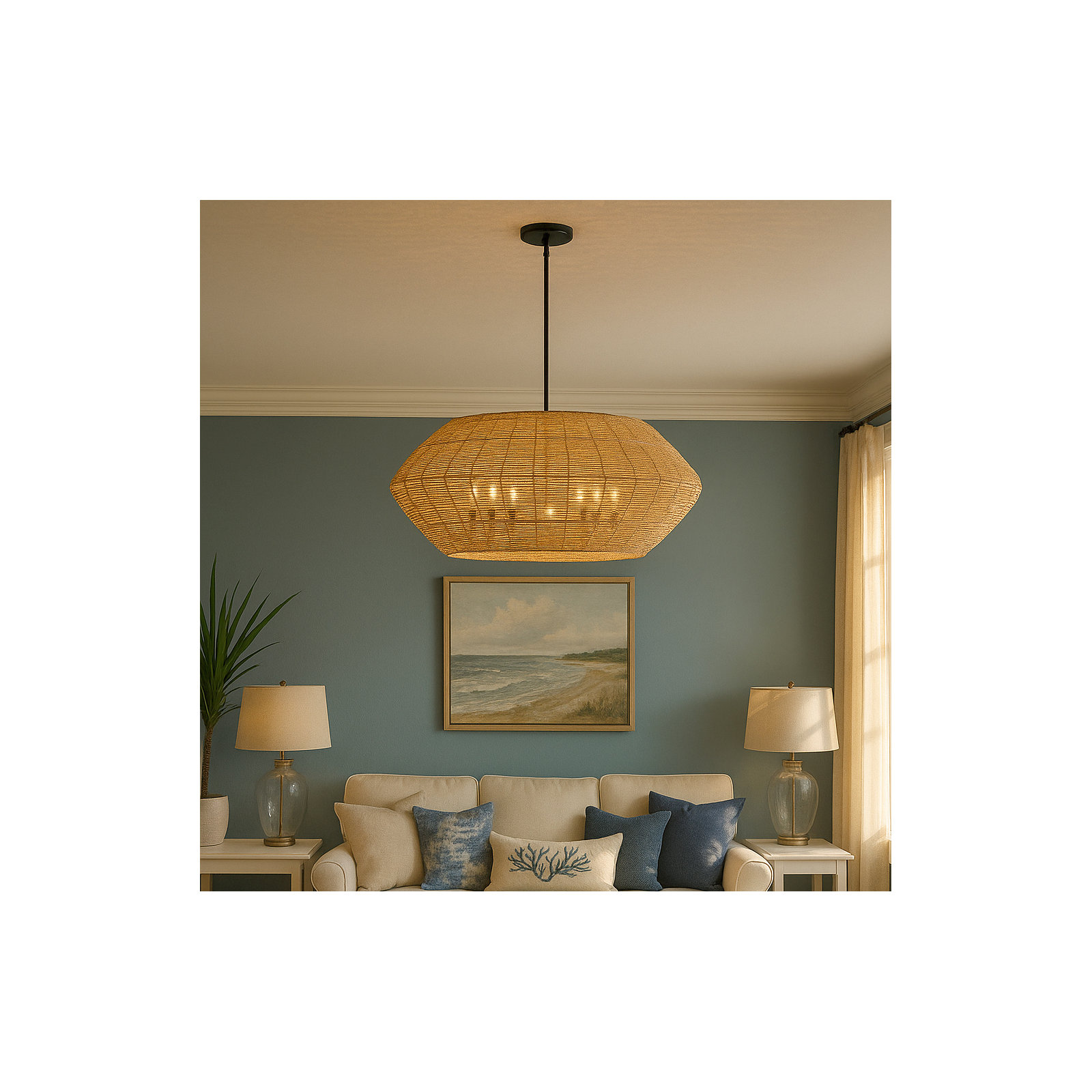 Ariza 7 - Light Unique Geometric Chandelier, Black, Camel