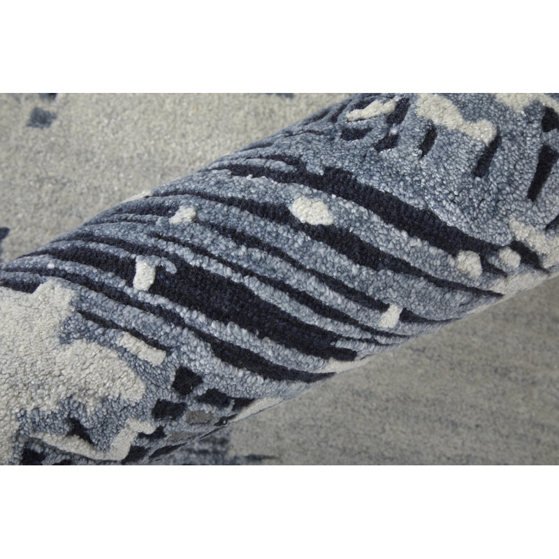 Zarah Hand Tufted Abstract Area Rug, Blue, Rectangle 8' x 10'