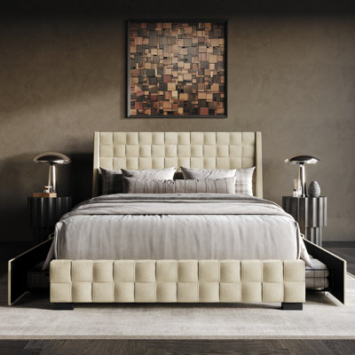 Dyisha Upholstered Unfinished Wingback Storage Bed