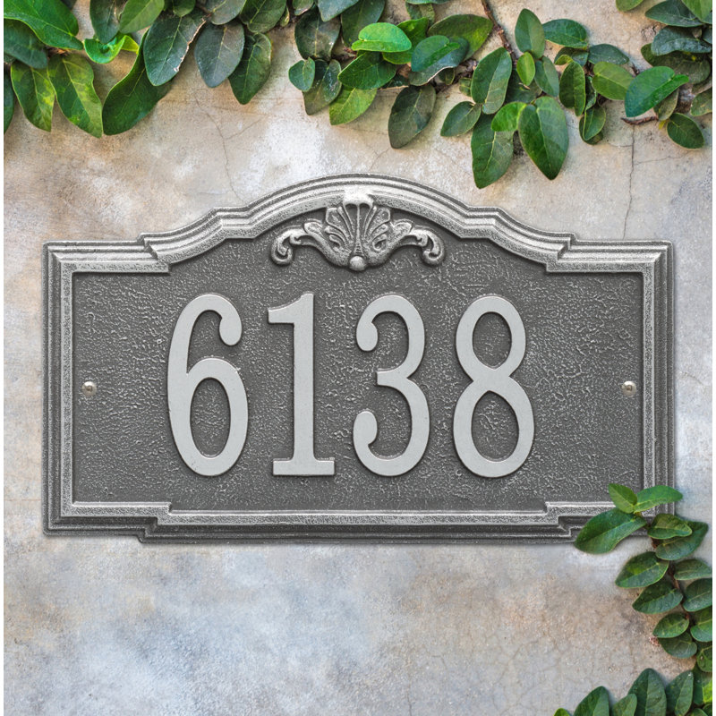 Plaque d'adresse murale 1 ligne personnalisée Gatewood, Bronze/Doré, Oui