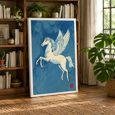 Pegasus in Flight Japandi - Wrapped Canvas