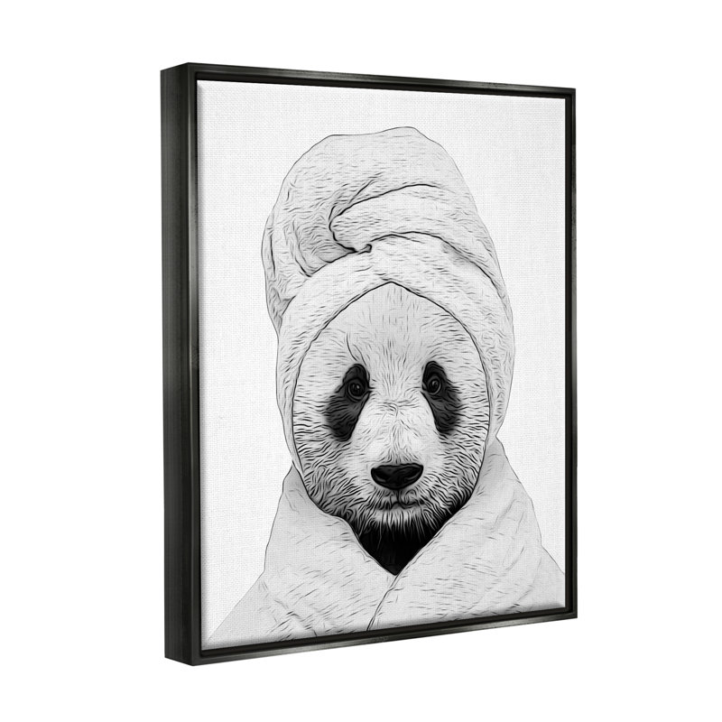 «Panda Bear Wildlife» par Annalisa Latella, Cadre flottant noir de jais, H 21 po x l 17 po x P 1,7 po