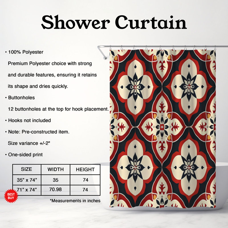 Boho Designs - Premium Shower Curtain, H 74 po x l 71 po
