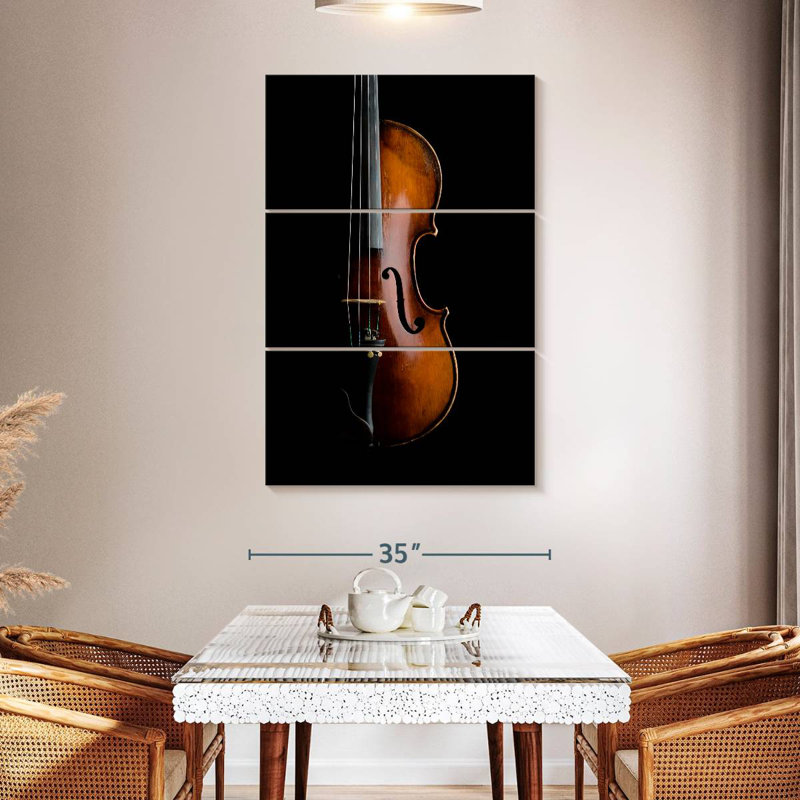 Abarca, violon brillant sur fond noir, H 50 po x l 32 po