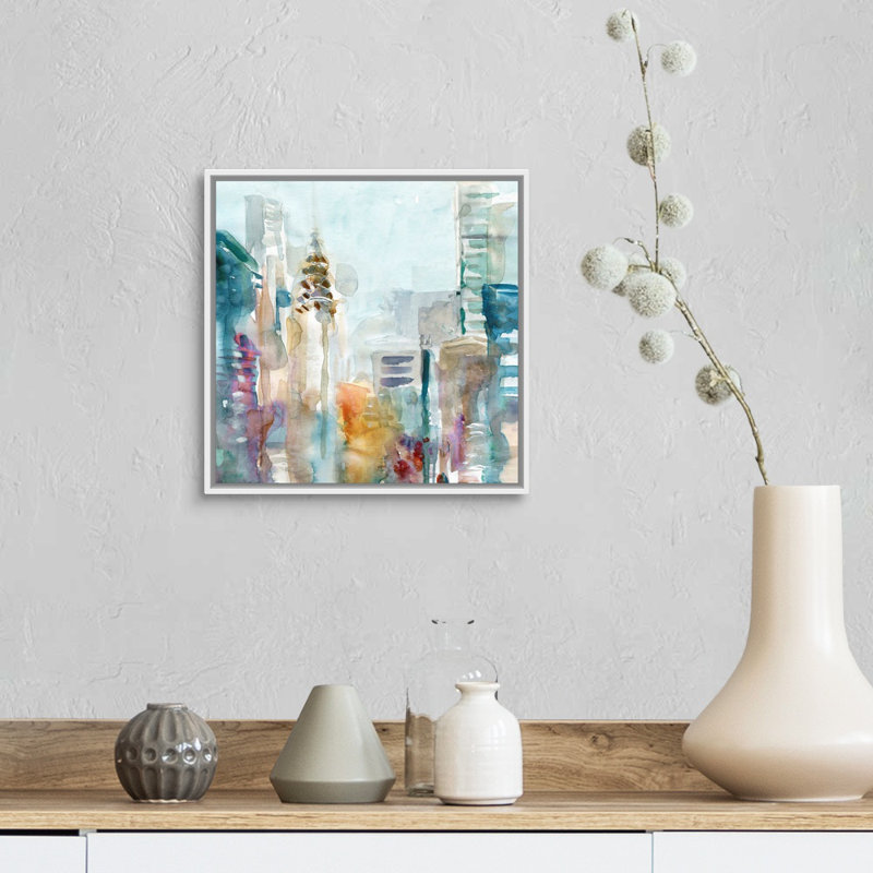 Spectrum NYC - Peinture sur toile, H 13,7 po x l 13,7 po x P 1,75 po, Cadre flottant blanc