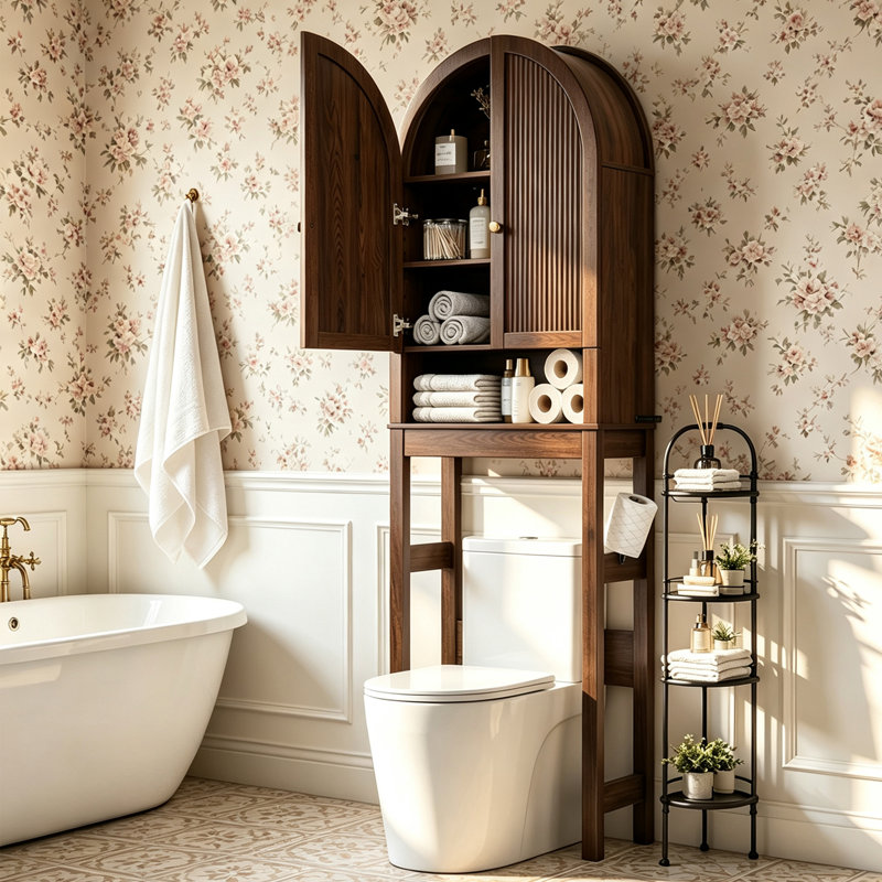Armoire de rangement au-dessus de la toilette pour salle de bain, Walnut