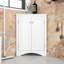 Armoire de rangement de coin de salle de bain autoportante en bois avec porte et tablettes réglables-1297978398