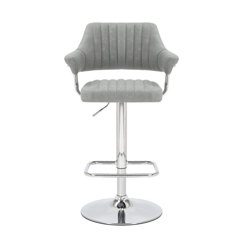 Comesana Swivel Upholstered Adjustable Height Counter Stool, Light Grey