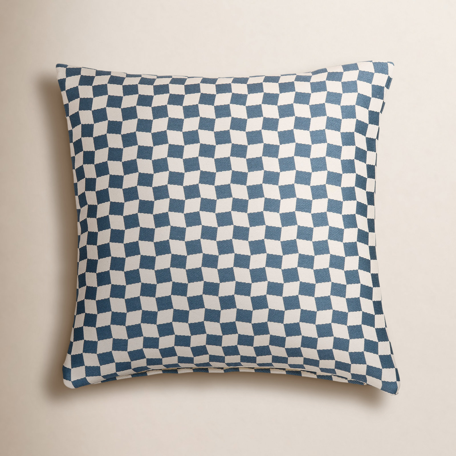 Throw Pillow, Feather, Cream/Blue Geometric, Square 18"
