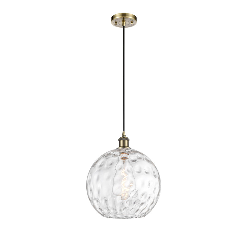 Luminaire suspendu sphère 1 lumière Roxane, Laiton antique, Ampoule non incluse, H 15 po x l 12 po x P 12 po