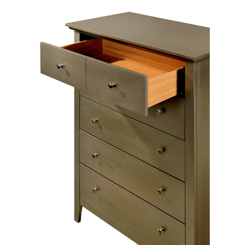 Commode moderne à 6 tiroirs, commode de rangement pour chambre à coucher, Champagne