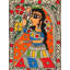 Peinture de femme indienne en robe de style Madhubani | Couleurs naturelles sur papier fait à la main