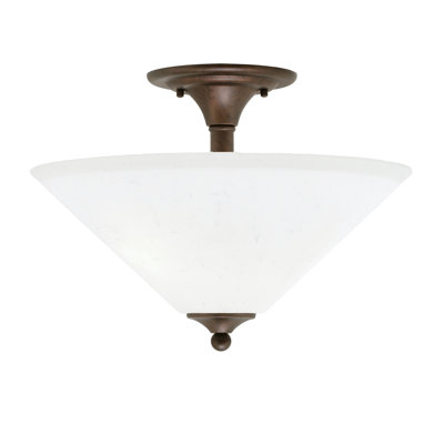 Semi-Flush 2 Bulbs With 16" Muslin Glass