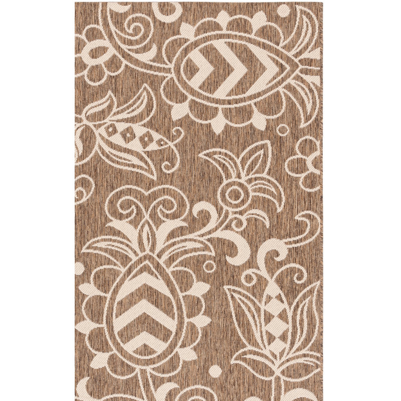 Sabir Performance Floral Indoor/Outdoor Area Rug, Square 6'7"