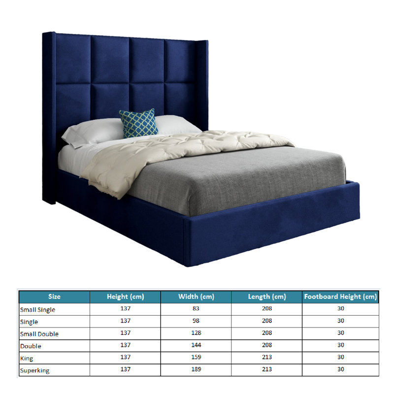 Anastajia Upholstered Bed, Double (4'6), Blue