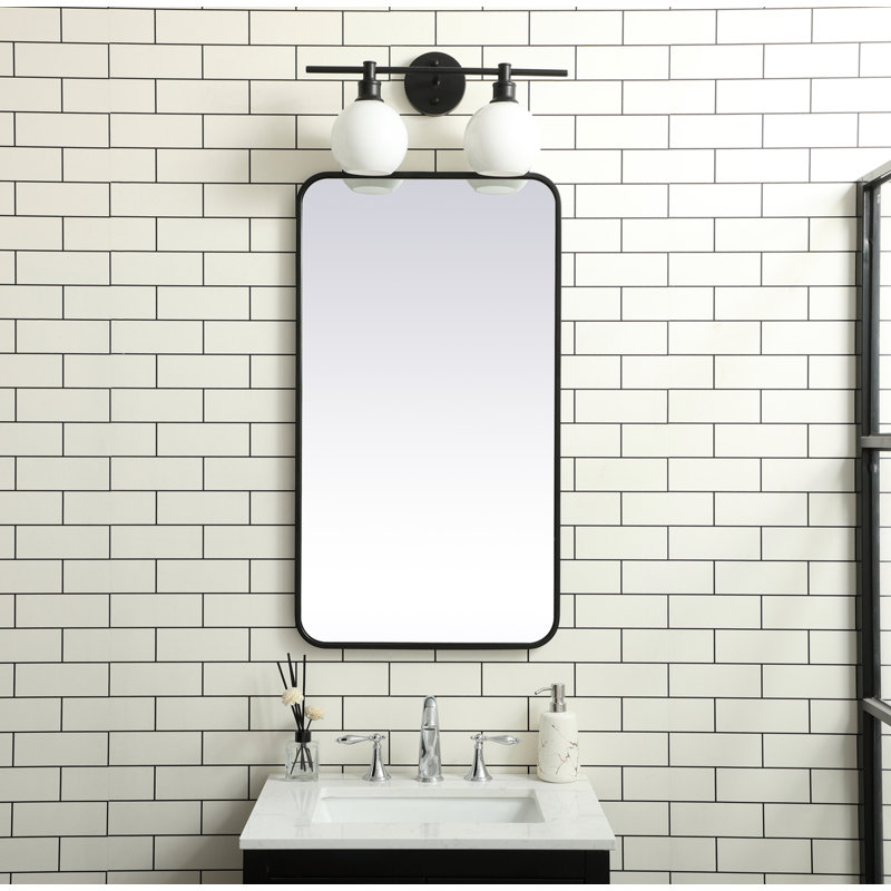 Miroir mural Sabine, 36 po x 20 po, Noir