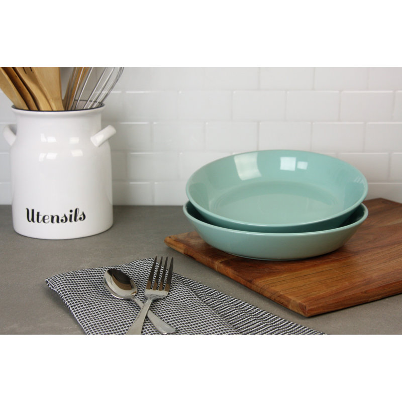 Ensemble de 2 assiettes à dîner Double Line 9,5 po / 36 oz, bleu cobalt, Écume de mer