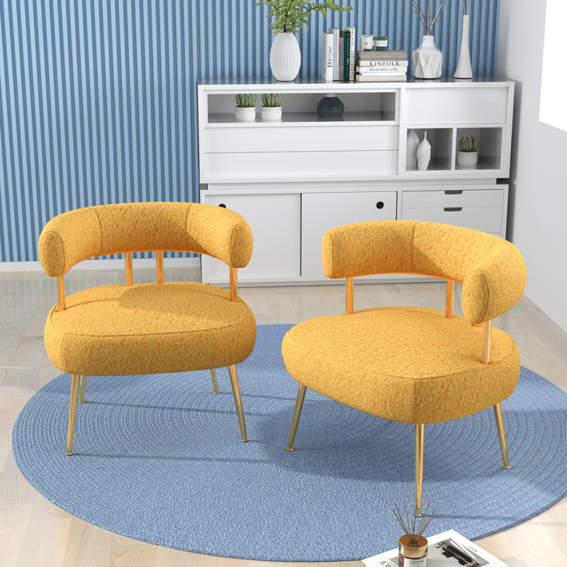 Upholstered Barrel Chair, Yellow