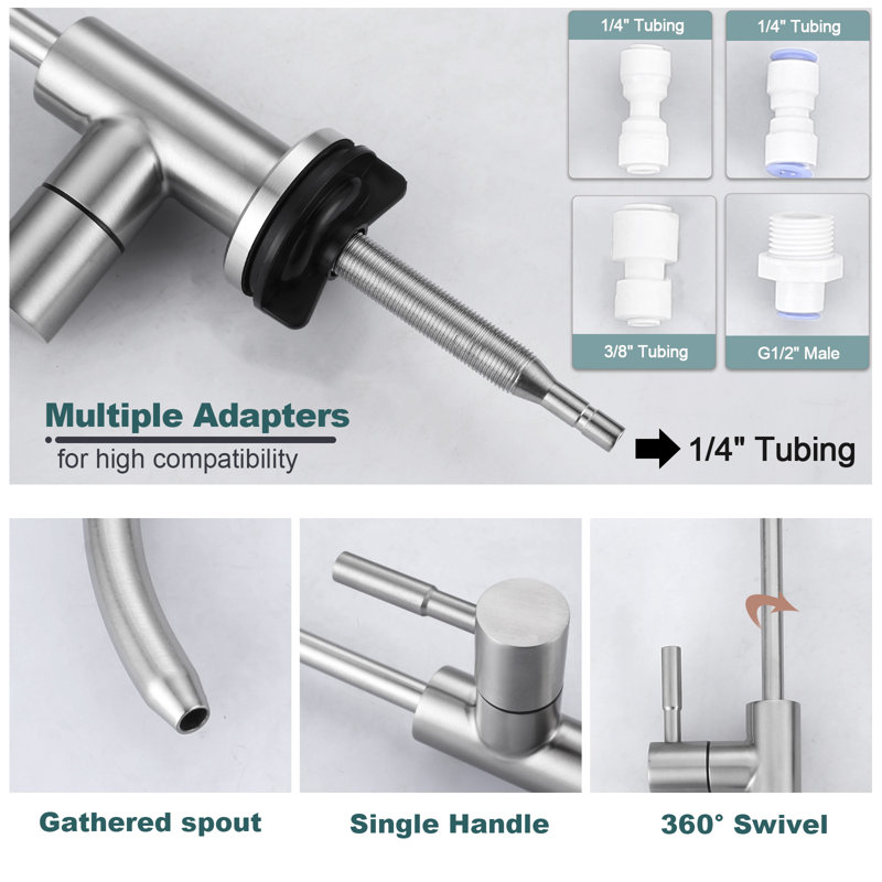 Brushed Nickel High-Arc Kitchen Faucet with Pull-Out Spray