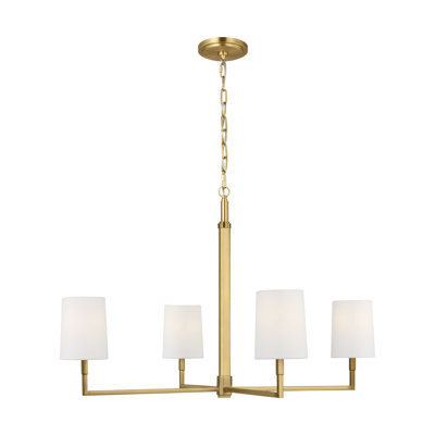 Thomas O'Brien Danica 4 Light Dining Room Chandelier With White Linen Shade