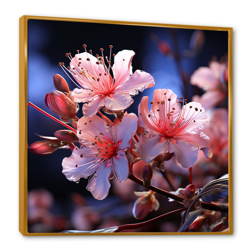 " Pink Rhododendron Elegant Beauty ", Gold Floater Framed, 24" H x 24" W x 1" D