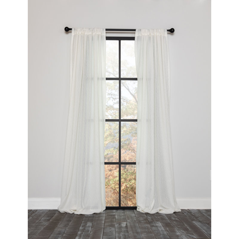 Semi Sheer Curtain Single Panel, 54" x 96", Ivory