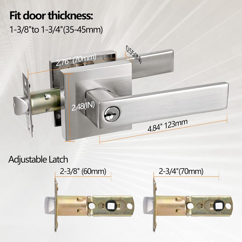 Keyed (Entry) Door Lever, Satin Nickel