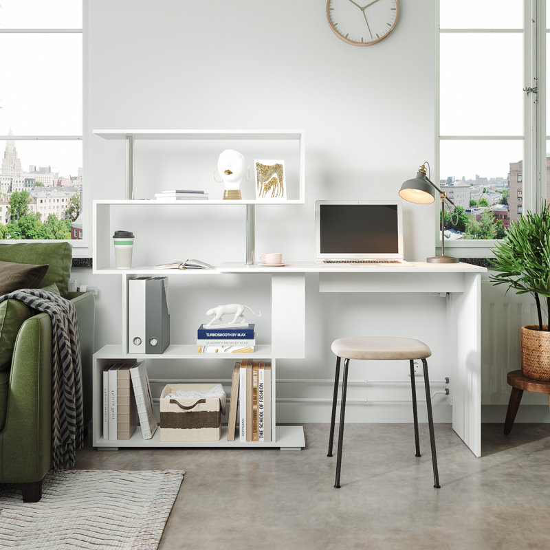 Milroy L-Shaped Writing Desk, White