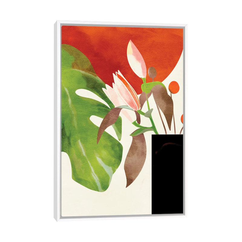 «Tropical Sun with Flowers» par Ana Rut Bré - impression d'art graphique, Aucun mat, H 40 po x l 26 po x P 1,5 po