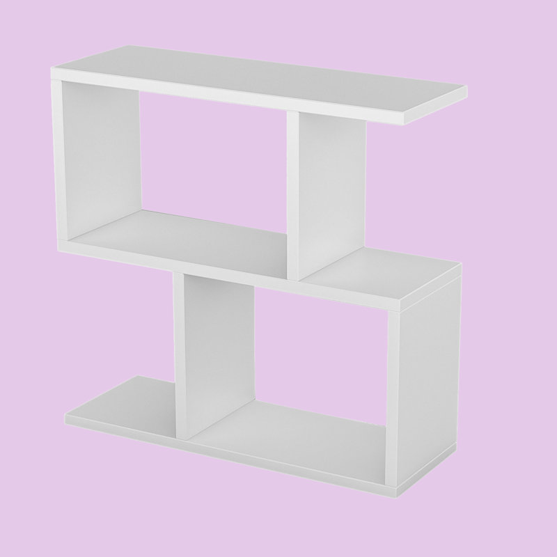 Table de bout géométrique en forme de S à 4 tablettes, H 24 po x l 24 po x P 8 po
