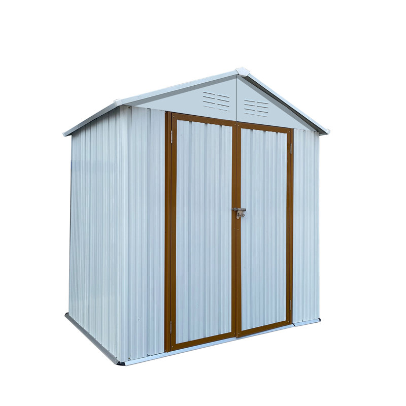 Metal garden sheds outdoor storage sheds, White/Orange, 75.6" H x 73" W x 50" D
