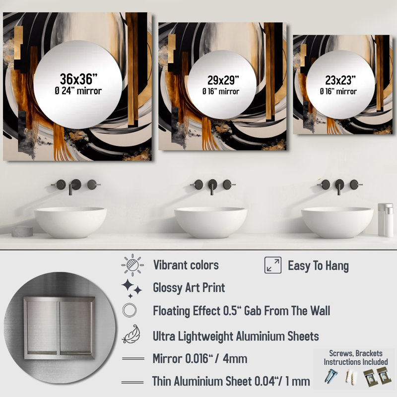Deilkes - Grand miroir mural carré moderne pour la chambre à coucher, 23 po x 23 po