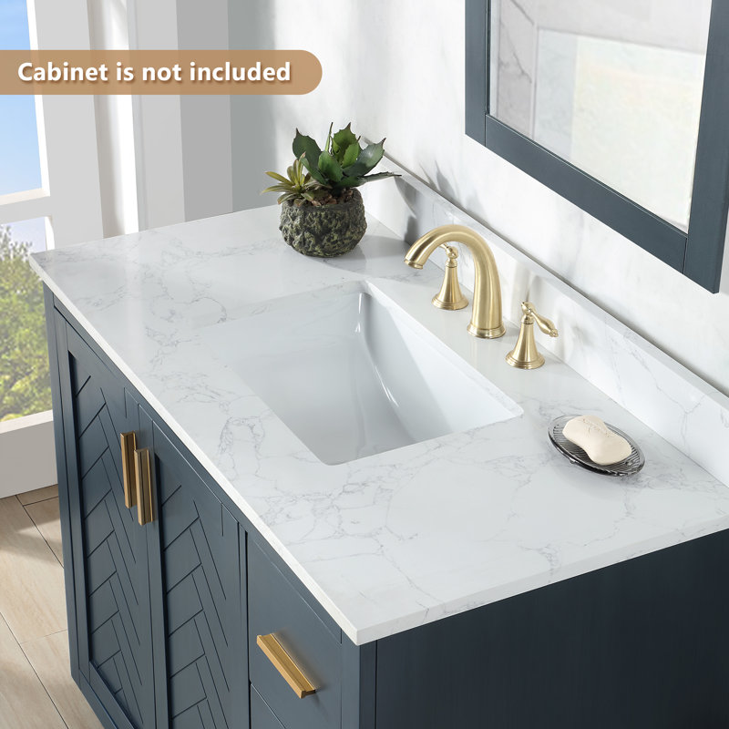 Ceres 43" Grain White Engineered Stone Vanity Top with Sink