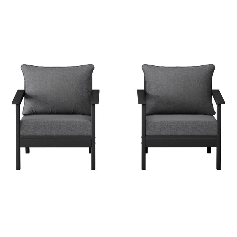 Chaise profonde avec coussins (ensemble de 2), Gris, Noir