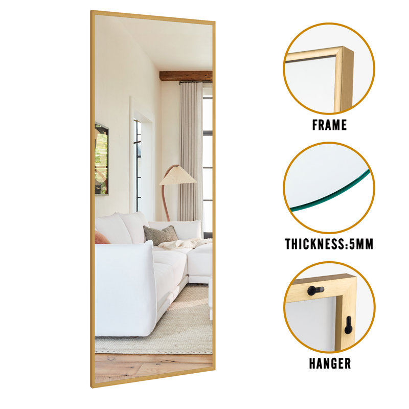 Talma Wood Flat Mirror, 59" H x 19" W, Gold