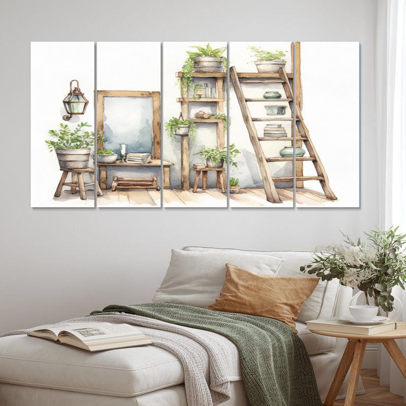 «Natural Bathroom Decor XXVI», reproduction sur toile pour salle de bain - 5 panneaux égaux