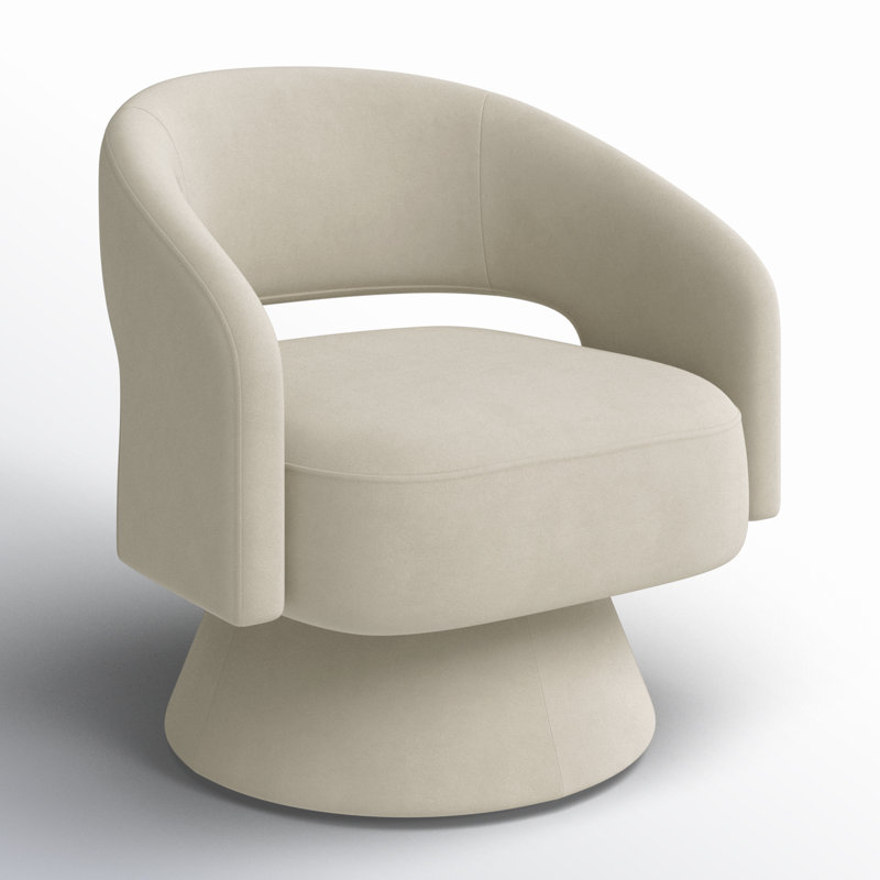Fauteuil d'appoint pivotant Bhupendra, Velours gris crème