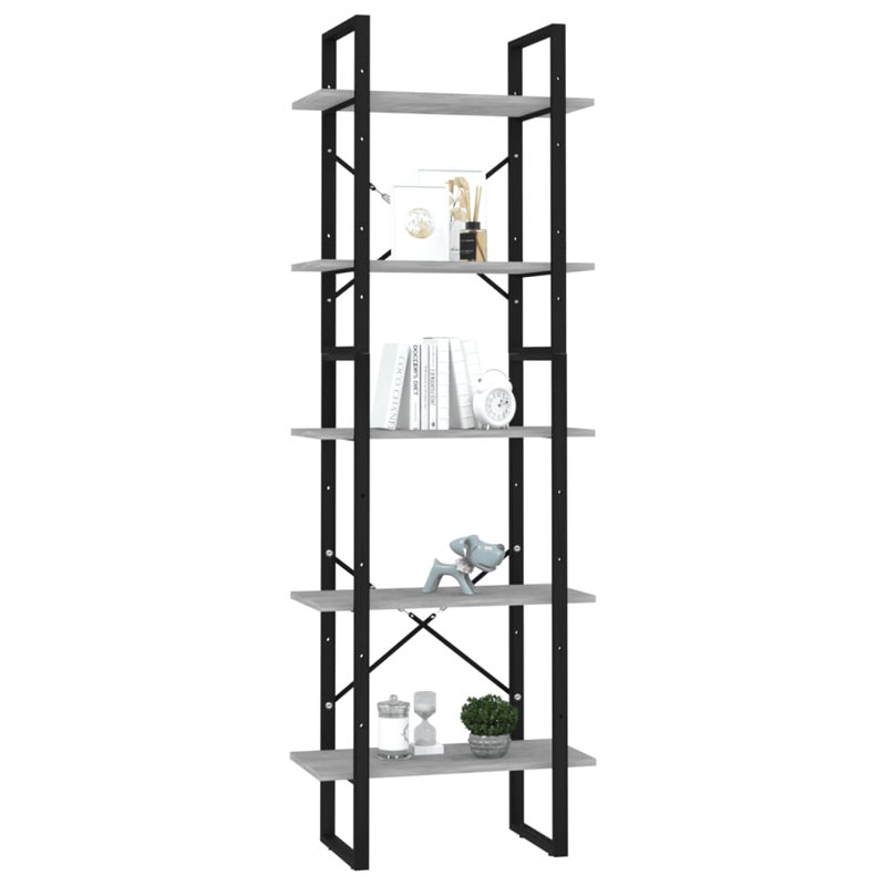 Bibliothèque Canne en bois d'ingénierie, (2 tablettes) H 27,6 po x l 31,5 po x P 11,8 po, Gris