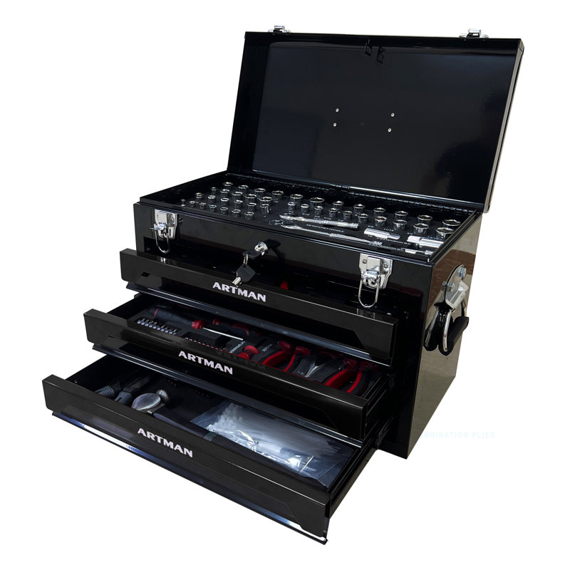 10.63'' W 3 -Drawer Job Site Storage, Black
