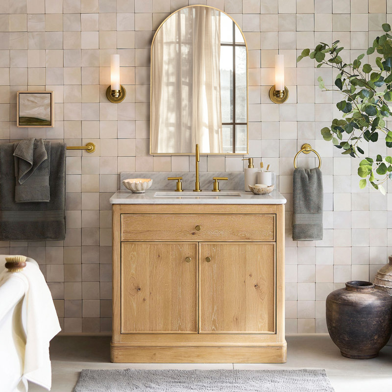 Arched Bathroom Mirror, Brushed Aluminum Alloy Frame Wall Mounted Vanity Mirror For Bedroom, Living Room, Hanging Or Leaning