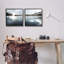Misty Morning Lake Water Landscape Tree Forest Mountains 2Pc Black